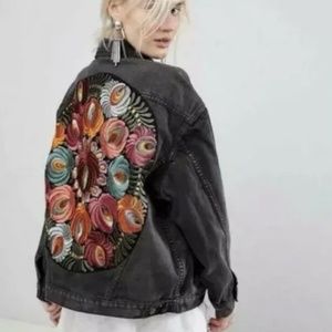 Free People Embroidered Denim Jacket XS/S
